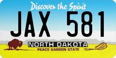 ND license plate JAX581