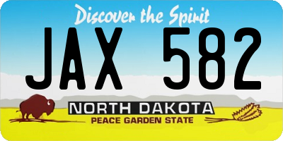 ND license plate JAX582