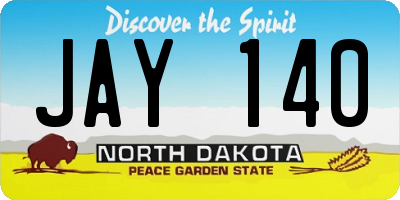 ND license plate JAY140