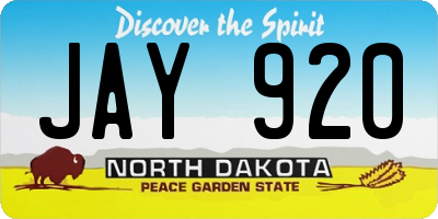 ND license plate JAY920