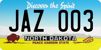 ND license plate JAZ003