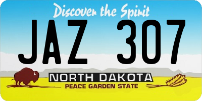 ND license plate JAZ307