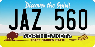 ND license plate JAZ560