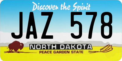 ND license plate JAZ578