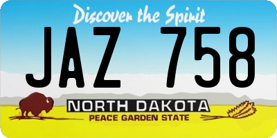 ND license plate JAZ758