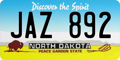 ND license plate JAZ892