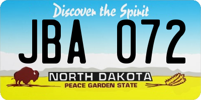 ND license plate JBA072
