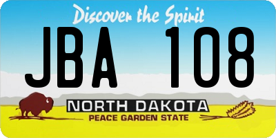ND license plate JBA108