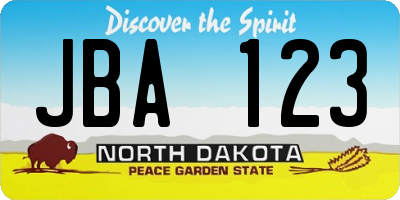 ND license plate JBA123
