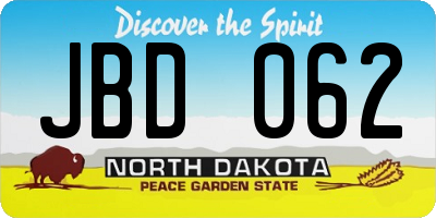 ND license plate JBD062