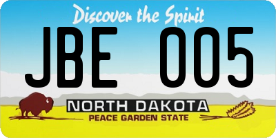 ND license plate JBE005
