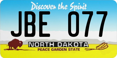 ND license plate JBE077