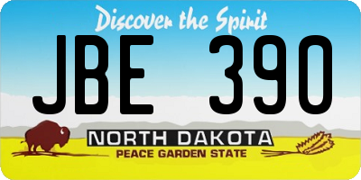 ND license plate JBE390