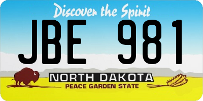 ND license plate JBE981