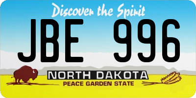 ND license plate JBE996
