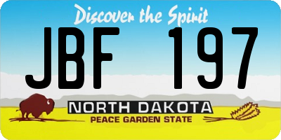 ND license plate JBF197