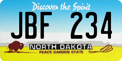 ND license plate JBF234