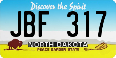ND license plate JBF317
