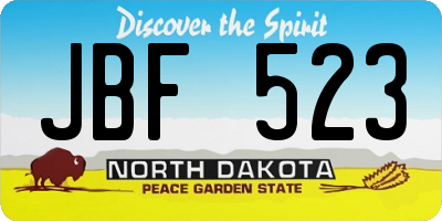 ND license plate JBF523