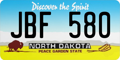 ND license plate JBF580