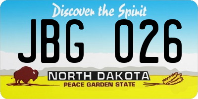 ND license plate JBG026
