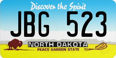 ND license plate JBG523