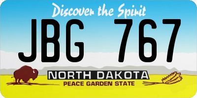 ND license plate JBG767