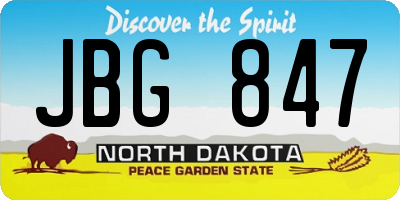 ND license plate JBG847