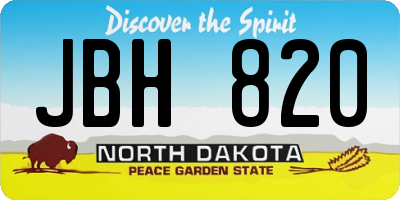 ND license plate JBH820