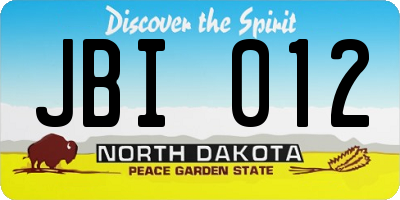 ND license plate JBI012