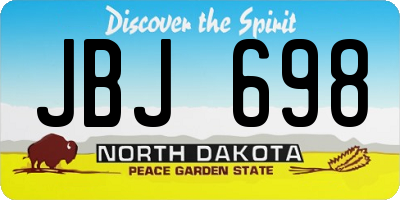 ND license plate JBJ698
