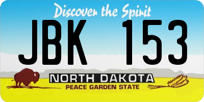 ND license plate JBK153