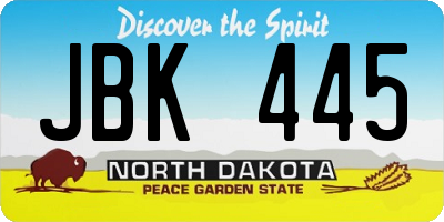 ND license plate JBK445