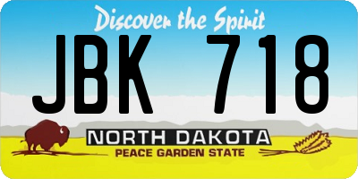 ND license plate JBK718