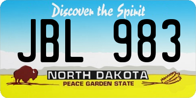 ND license plate JBL983