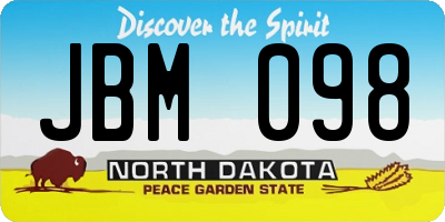 ND license plate JBM098