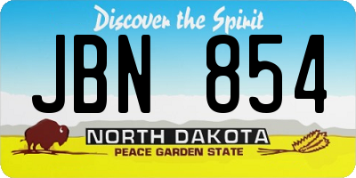 ND license plate JBN854