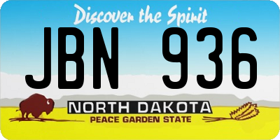 ND license plate JBN936