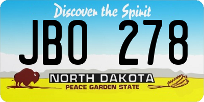 ND license plate JBO278