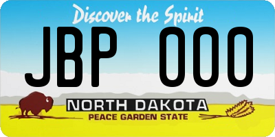 ND license plate JBP000