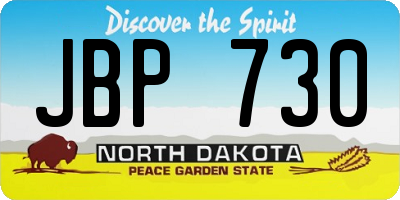 ND license plate JBP730