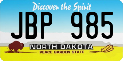 ND license plate JBP985