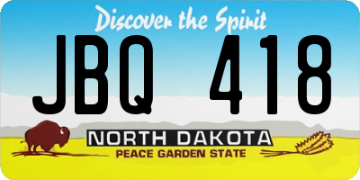 ND license plate JBQ418