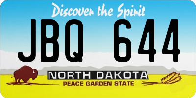 ND license plate JBQ644