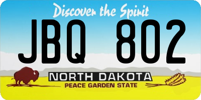 ND license plate JBQ802