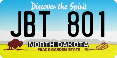 ND license plate JBT801