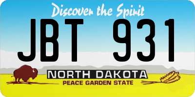 ND license plate JBT931