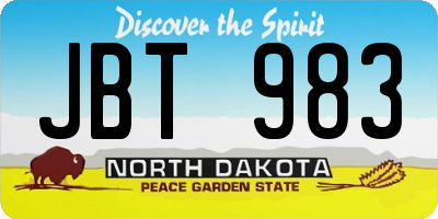 ND license plate JBT983