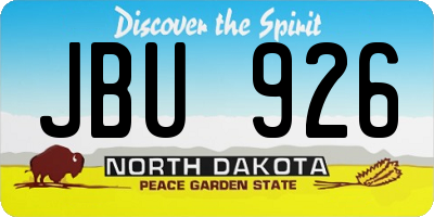 ND license plate JBU926