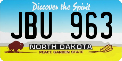 ND license plate JBU963